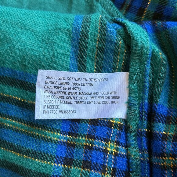 Cat & Jack Green & Blue Plaid Smocked Short Sleeve Dress Girls Size 5T NWOT - Picture 8 of 8